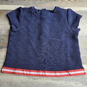Janie And Jack Girls Size 8 Quilted Navy Blue Top Sport Collection Red Ribbon